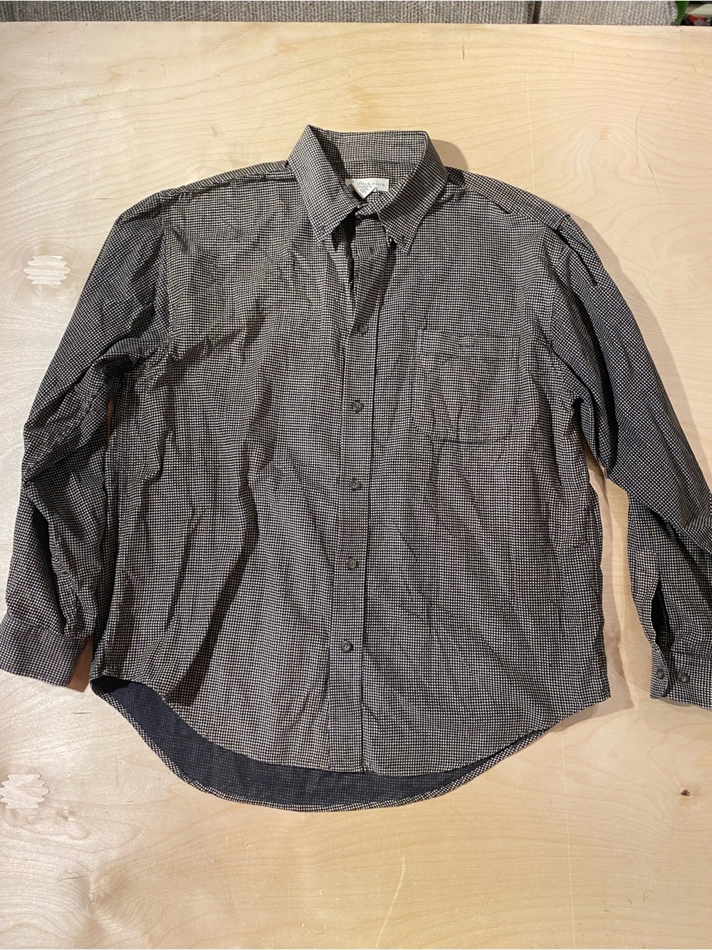 Preswick & Moore Black and Tan Micro-Check Button-Down Shirt Large (SS)